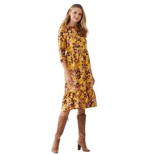 Scoop Floral Tiered Maxi Dress, Mustard Wildflower